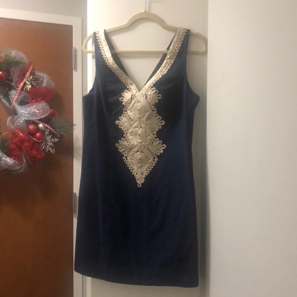 Lilly Pulitzer Dress- Size 8- Navy & Gold